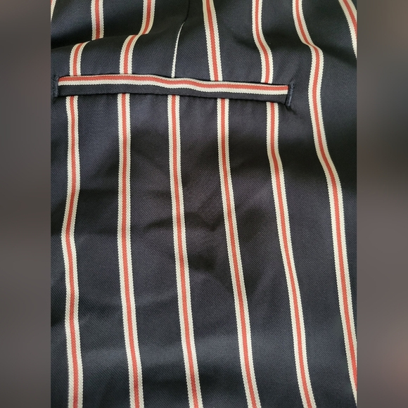 Zara Basic-Navy Blue, Red & White Striped Thin Polyester Dress Pants- Size M/28 - Picture 5 of 7
